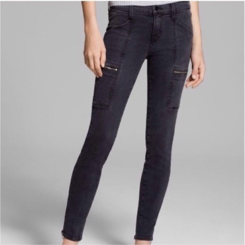 J Brand Grey Zippered Kassidy Super Skinny Jean Size 27 Motorcycle Chic Party